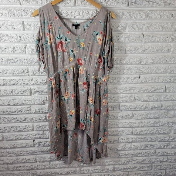Torrid Womens Dress 0 0X Plus High Low Cold Shoulder Gray Rayon FLO70E - Picture 1 of 12